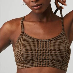 ALO Yoga Black and Brown Sports Bra with Houndstooth Pattern